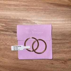 NWT Hey Harper Gold “Thin Ruby” Hoop Earrings
